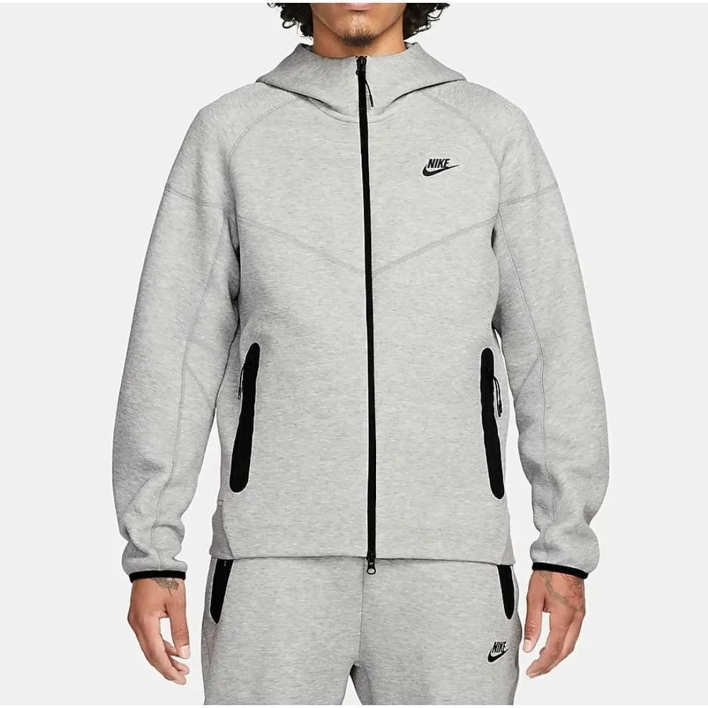 Nike Tech Fleece Windrunner Hooded Jacket Men's XL Heather Grey Black Pockets LE